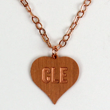 CLE in a Heart Necklace. Cleveland, Ohio Necklace