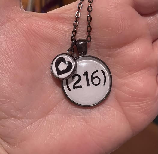 216 Area Code Pendant with Heart Ohio Dangle Charm