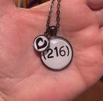 216 Area Code Pendant with Heart Ohio Dangle Charm