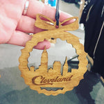 Wood Cleveland Skyline Ornament