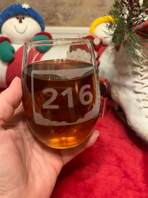 Route Sign 216 Stemless Wine Glass