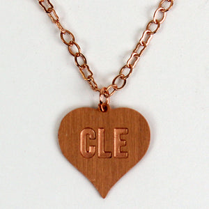 CLE in a Heart Necklace. Cleveland, Ohio Necklace