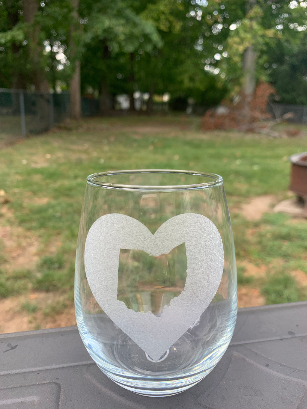 Heart Ohio Stemless Wine Glass