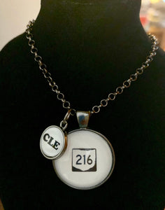 Route Sign 216 Pendant With CLE Dangle Charm