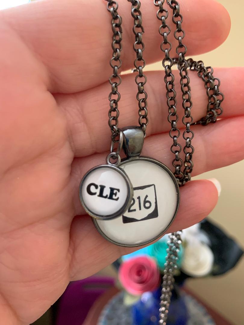 Route Sign 216 Pendant With CLE Dangle Charm